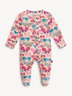 Magnetic Me Footie - Butterfly Print Pink